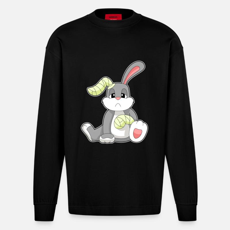 Rabbit Bandage - Heavyweight Oversized Organic Longsleeve Shirt Made in EU - SOLID BLACK