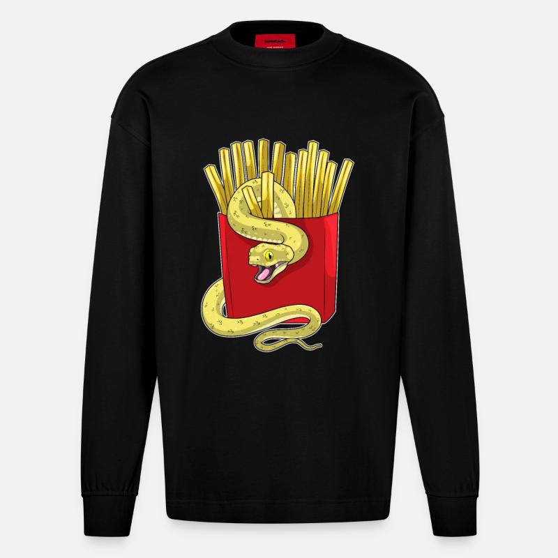 Frites serpent - Manches longues bio épais oversize fabriqué en UE - SOLID BLACK