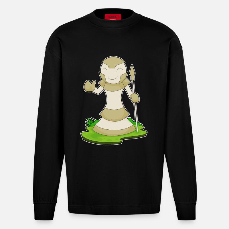 Schachfigur Bauer Schach - Heavyweight Oversized Organic Langarmshirt Made in EU - SOLID BLACK