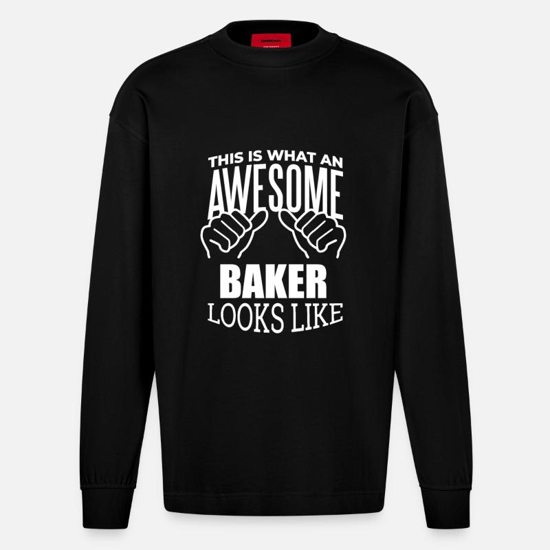 Bäcker - Heavyweight Oversized Organic Langarmshirt Made in EU - SOLID BLACK