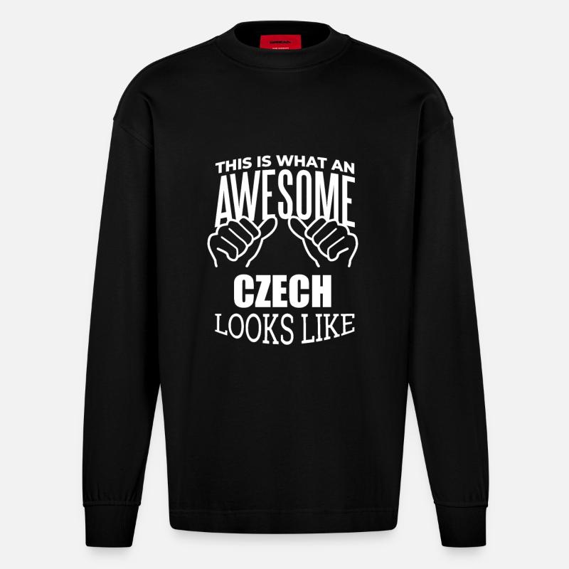 Tschechische Republik - Heavyweight Oversized Organic Langarmshirt Made in EU - SOLID BLACK