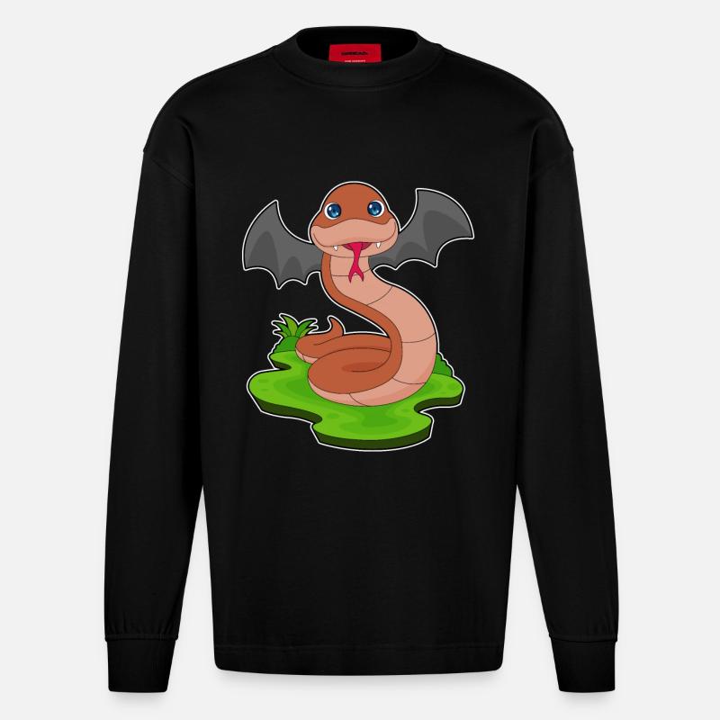 Chauve-souris serpent - Manches longues bio épais oversize fabriqué en UE - SOLID BLACK