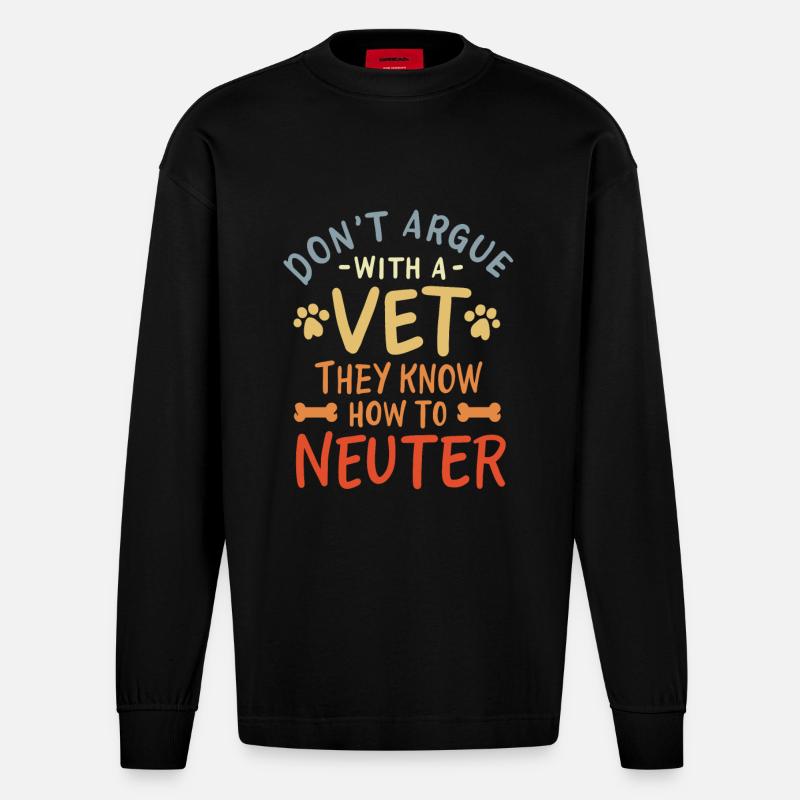 Diskutier nich mit nem Tierarzt - Heavyweight Oversized Organic Langarmshirt Made in EU - SOLID BLACK