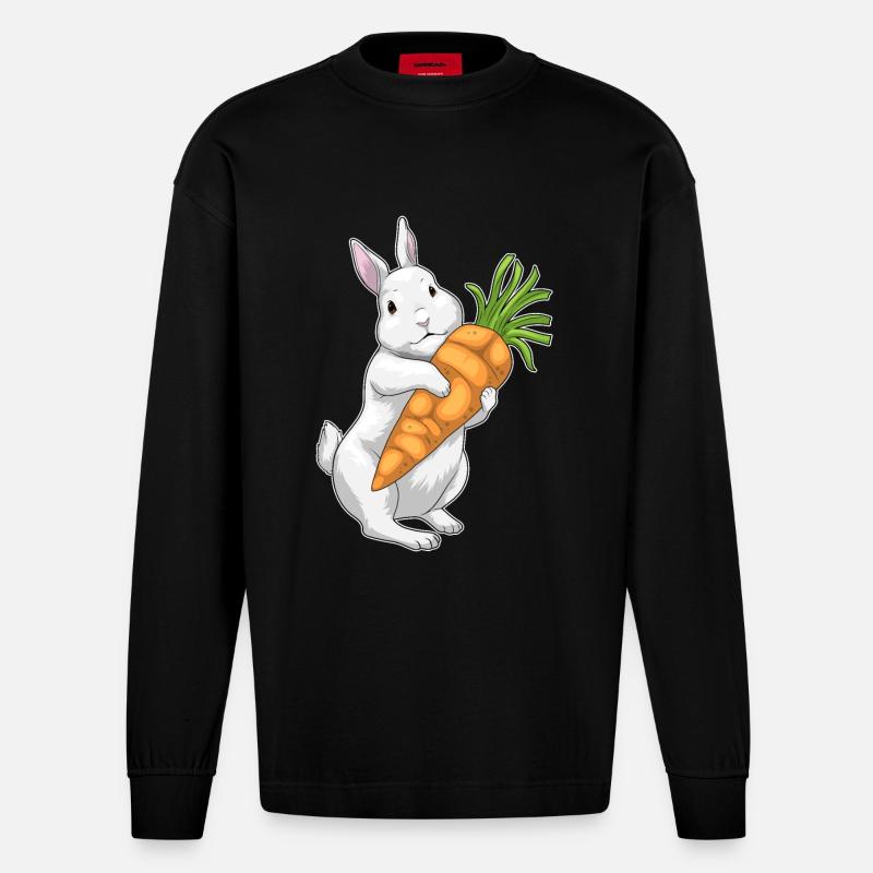 Lapin Carotte - Manches longues bio épais oversize fabriqué en UE - SOLID BLACK