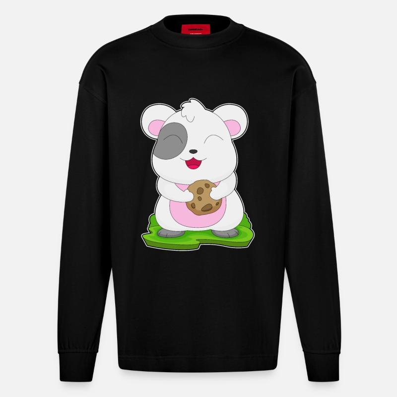 Biscuit hamster - Manches longues bio épais oversize fabriqué en UE - SOLID BLACK