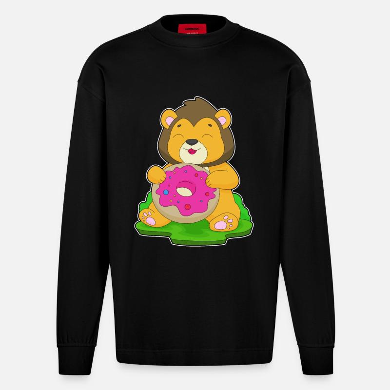 Beignet Lion - Manches longues bio épais oversize fabriqué en UE - SOLID BLACK