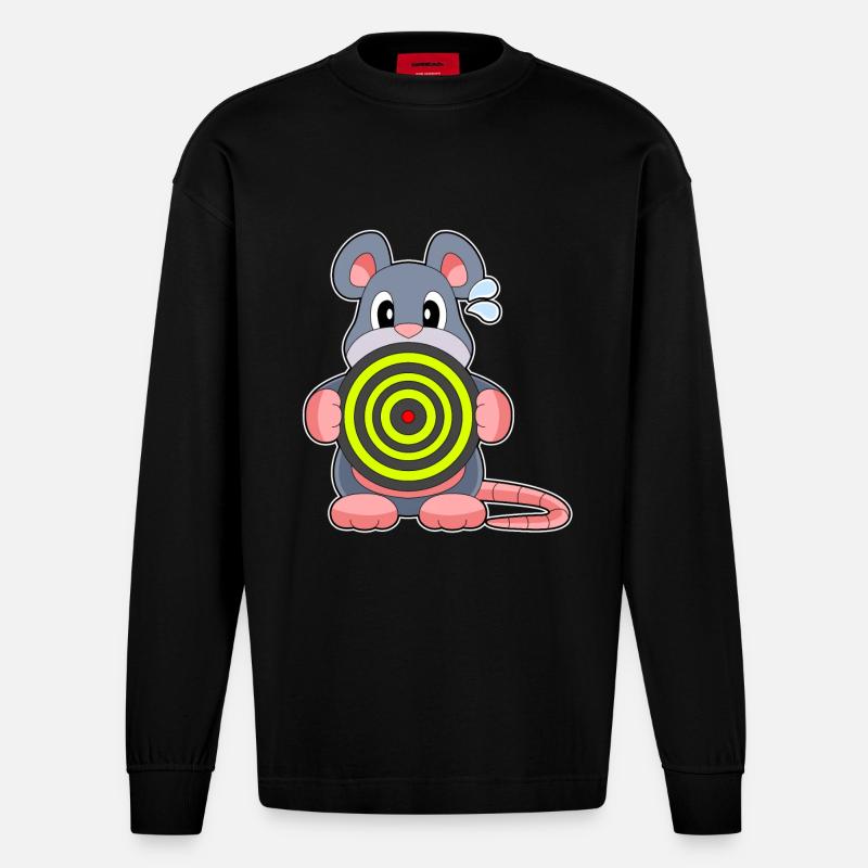 Cible de fléchettes de souris - Manches longues bio épais oversize fabriqué en UE - SOLID BLACK