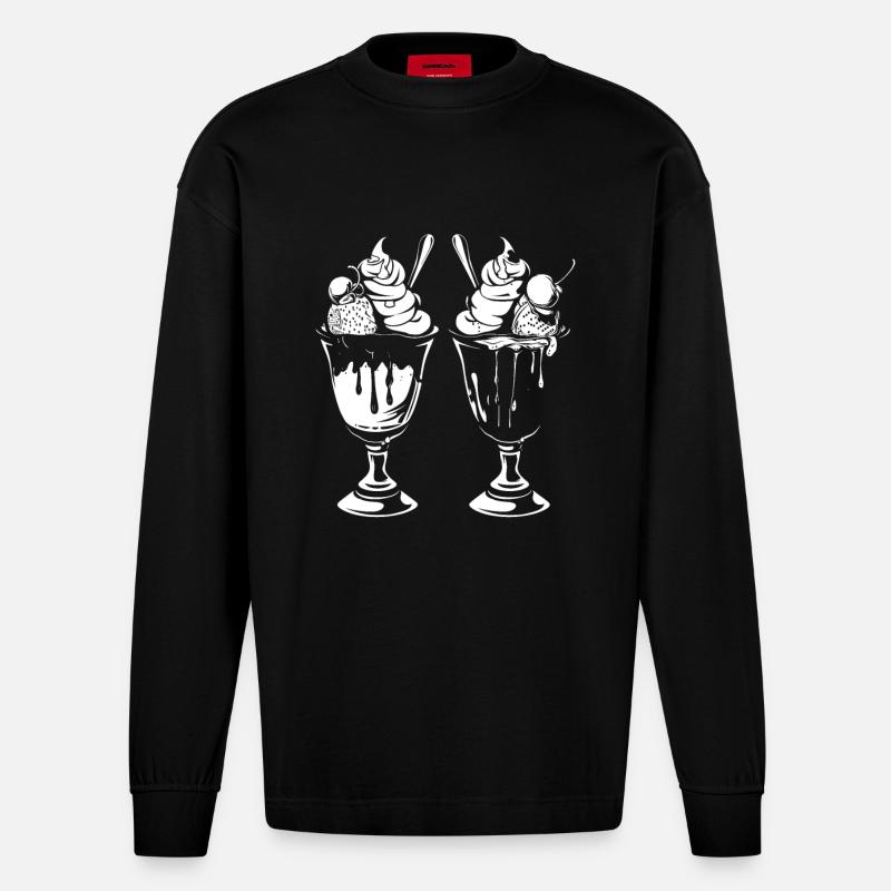 Graphique de coupe glacée - Manches longues bio épais oversize fabriqué en UE - SOLID BLACK