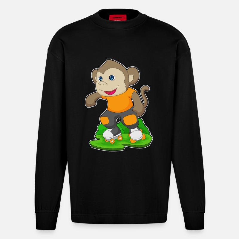 Monkey Rollers Rollers Rollers - Manches longues bio épais oversize fabriqué en UE - SOLID BLACK