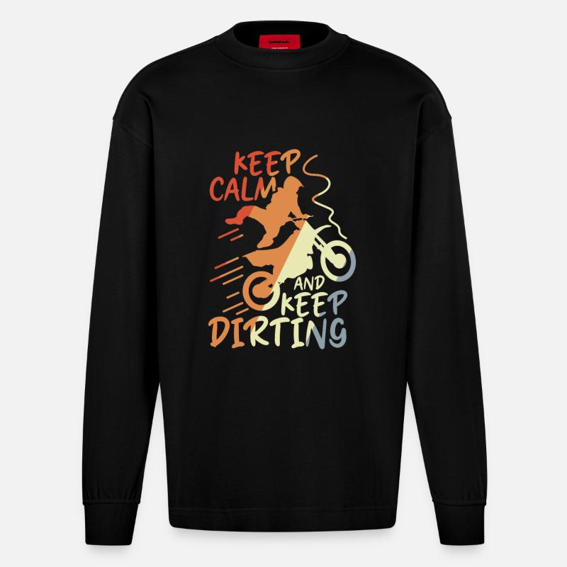 Restez calme et continuez à salir - Manches longues bio épais oversize fabriqué en UE - SOLID BLACK