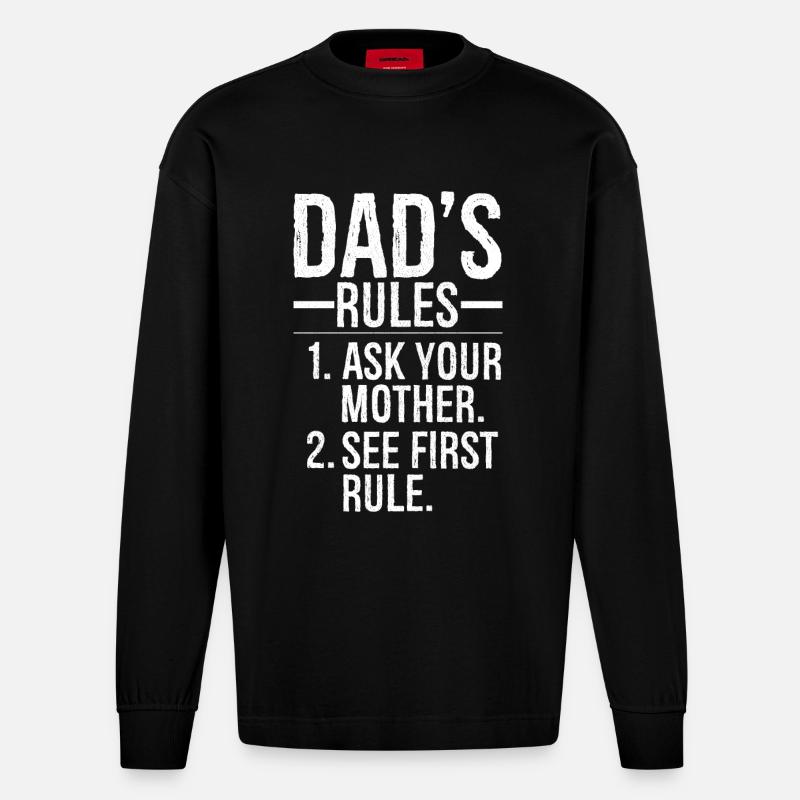Papas Regeln frag deine Mutter - Heavyweight Oversized Organic Langarmshirt Made in EU - SOLID BLACK