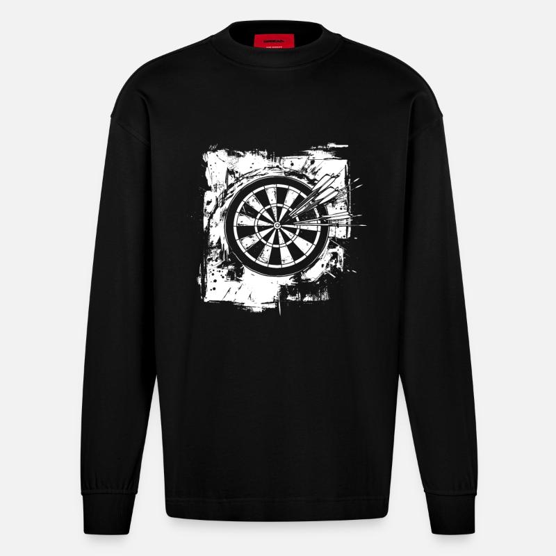 Jeu de fléchettes drôle - Manches longues bio épais oversize fabriqué en UE - SOLID BLACK