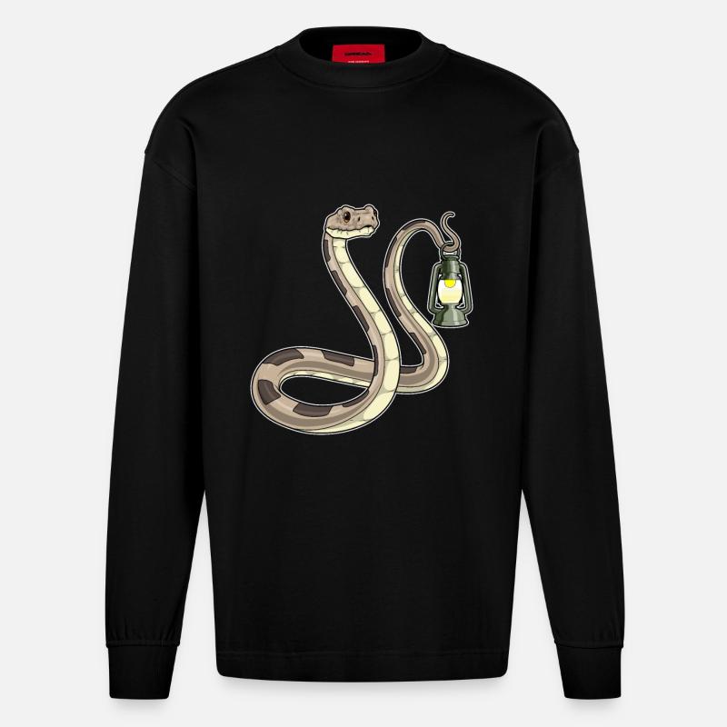 Lanterne serpent - Manches longues bio épais oversize fabriqué en UE - SOLID BLACK