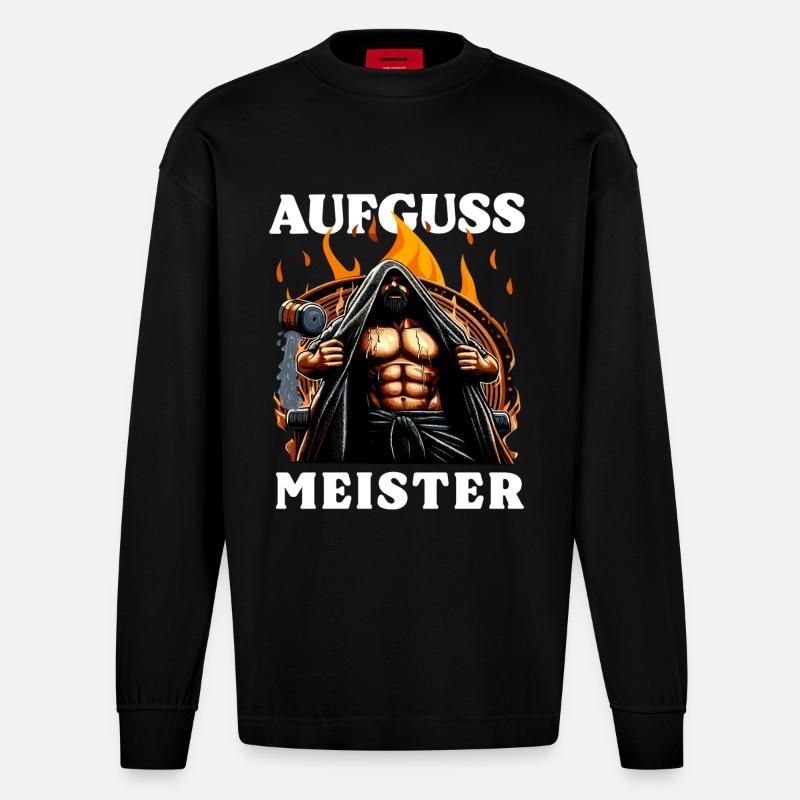 Maître de l’infusion de sauna - Manches longues bio épais oversize fabriqué en UE - SOLID BLACK