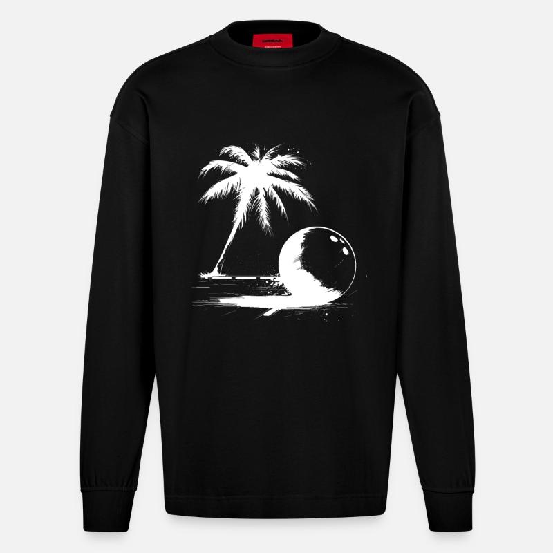 Bowling Palme - Heavyweight Oversized Organic Langarmshirt Made in EU - SOLID BLACK