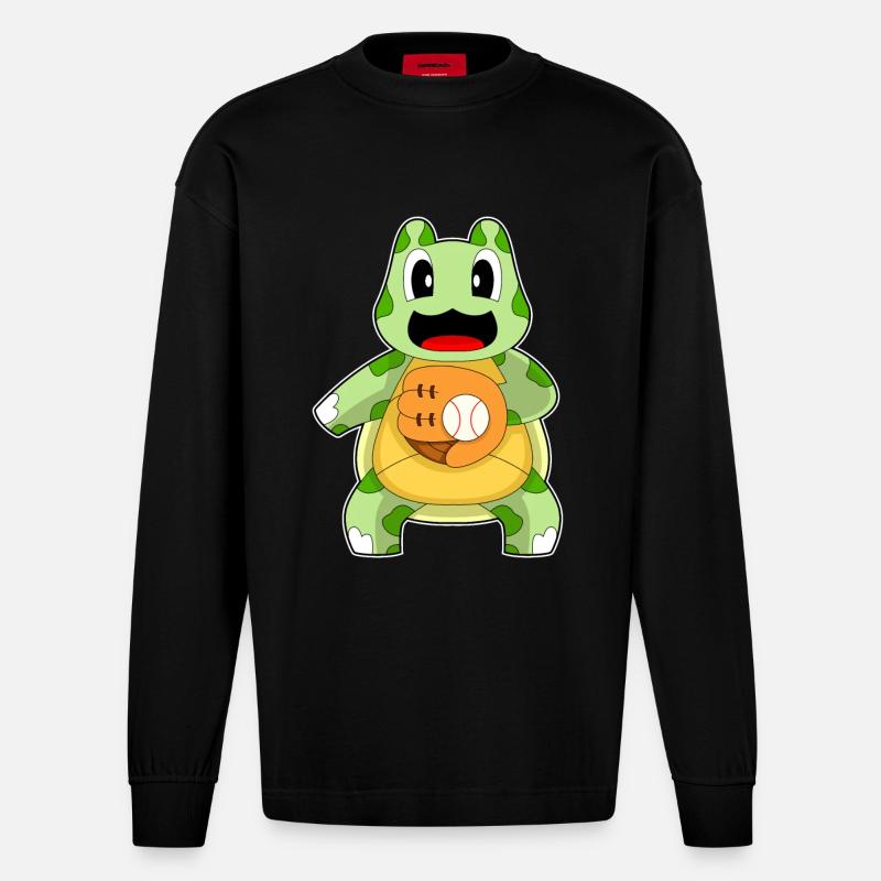 Gant de baseball Turtle - Manches longues bio épais oversize fabriqué en UE - SOLID BLACK