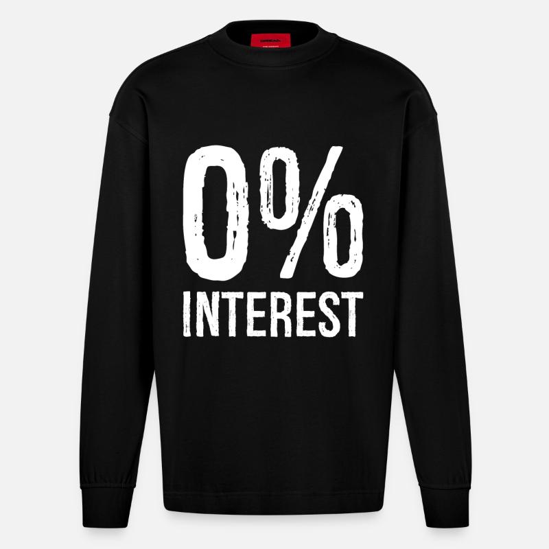 0 Interest funny - Heavyweight Oversized Organic Langarmshirt Made in EU - SOLID BLACK