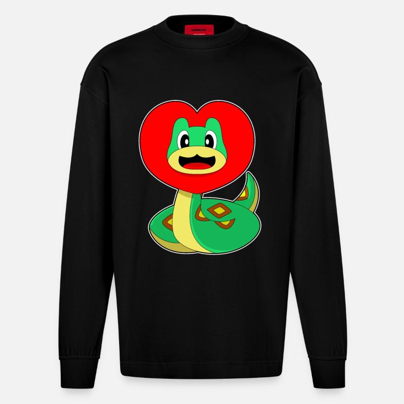 Cœur de serpent - Manches longues bio épais oversize fabriqué en UE - SOLID BLACK