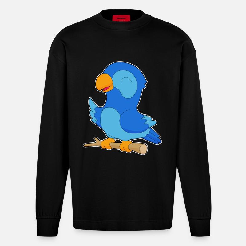 Branche Parrot - Manches longues bio épais oversize fabriqué en UE - SOLID BLACK