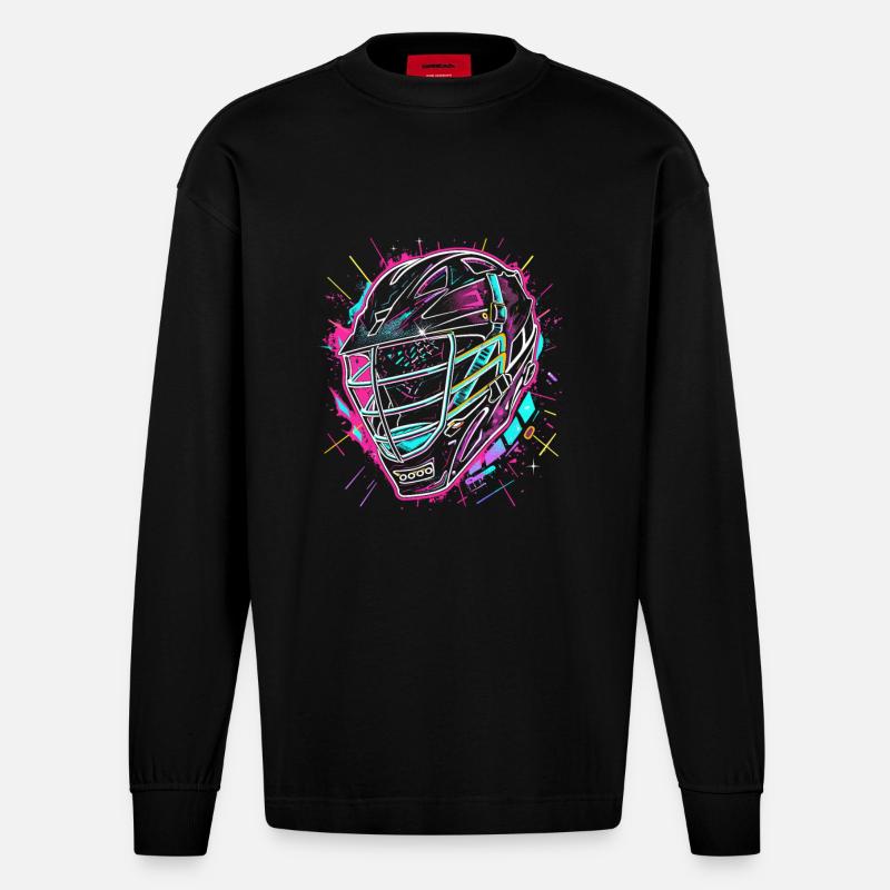 Lacrosse Helm Steamwave - Heavyweight Oversized Organic Langarmshirt Made in EU - SOLID BLACK