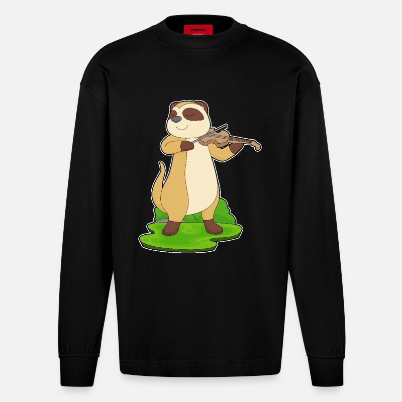 Suricate Musicien Violon - Manches longues bio épais oversize fabriqué en UE - SOLID BLACK