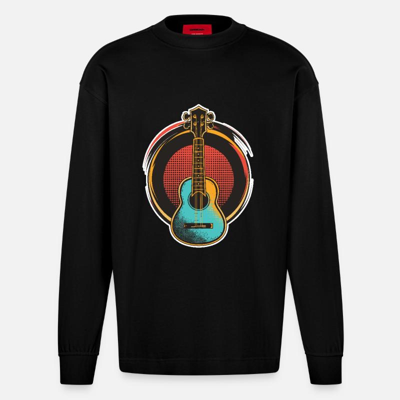 Ukulele - Heavyweight Oversized Organic Langarmshirt Made in EU - SOLID BLACK