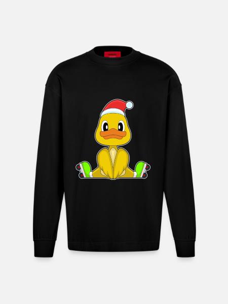 Duck Christmas Inline skating - Heavyweight Oversized Organic Longsleeve Shirt Made in EU - SOLID BLACK