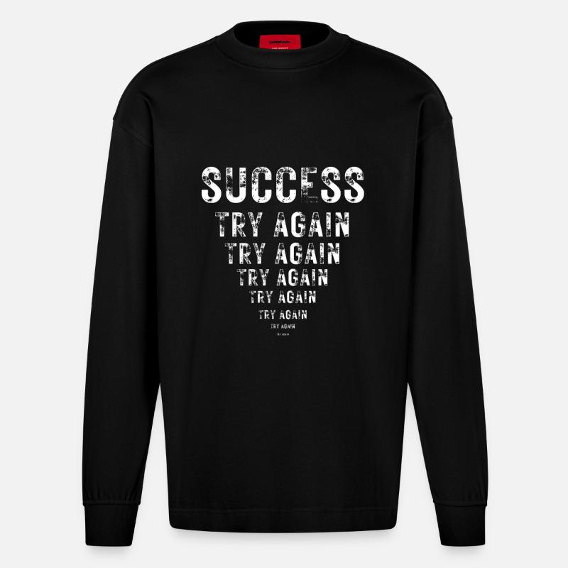 Succès Motivation Persévérance Agitation - Manches longues bio épais oversize fabriqué en UE - SOLID BLACK