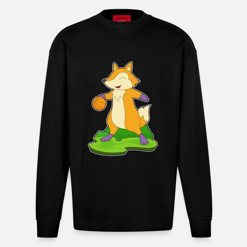Fox Basketteur Basketteur - Manches longues bio épais oversize fabriqué en UE - SOLID BLACK