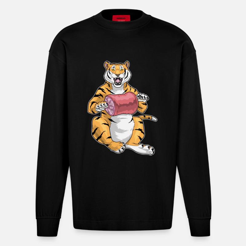 Tiger Fleisch - Heavyweight Oversized Organic Langarmshirt Made in EU - SOLID BLACK