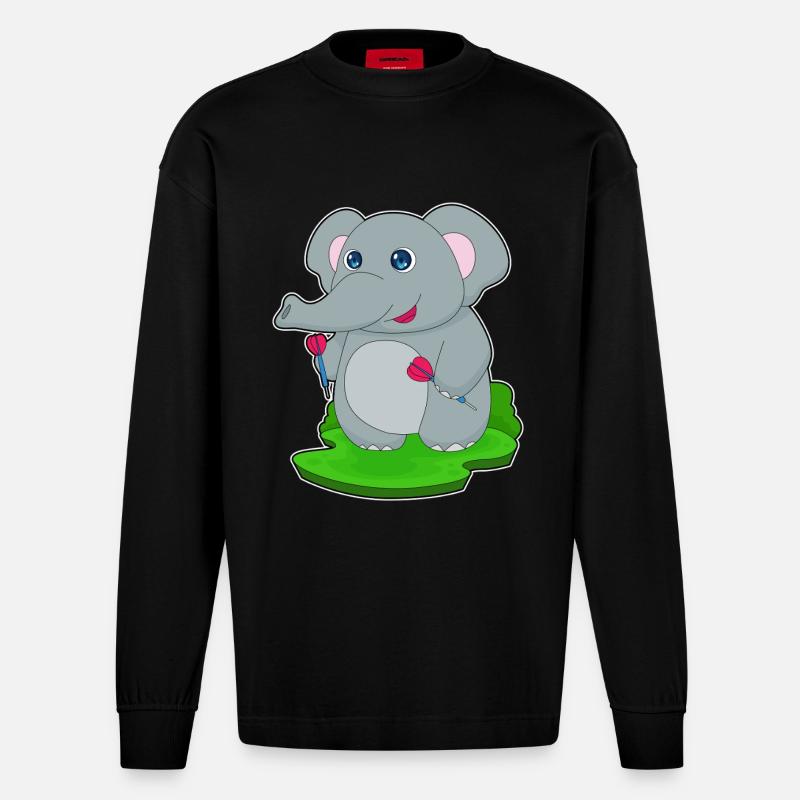 Fléchette éléphant Fléchette - Manches longues bio épais oversize fabriqué en UE - SOLID BLACK