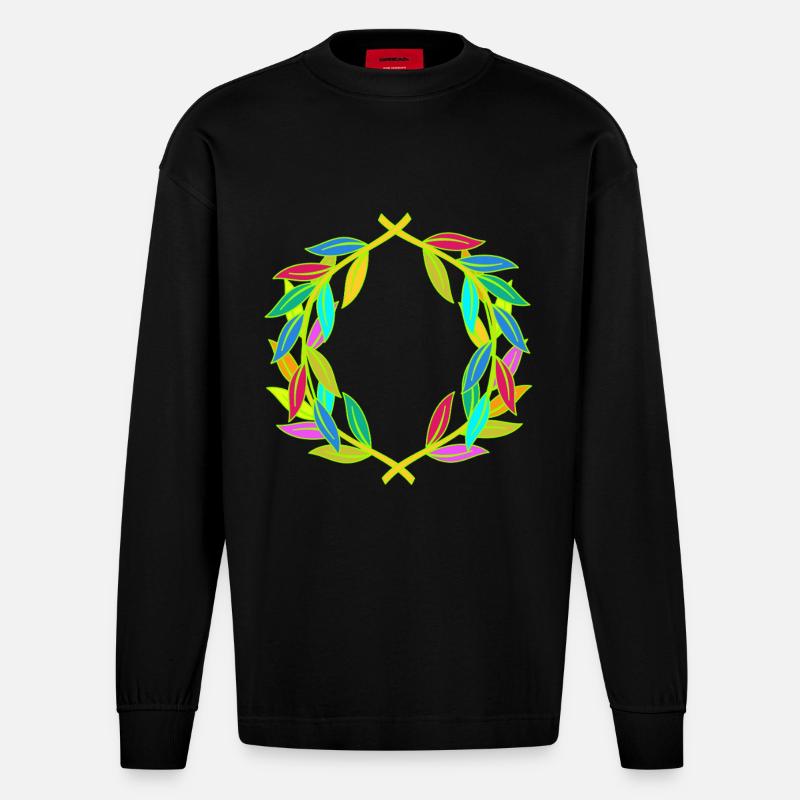 Couronne de laurier arc-en-ciel Laurier - Manches longues bio épais oversize fabriqué en UE - SOLID BLACK