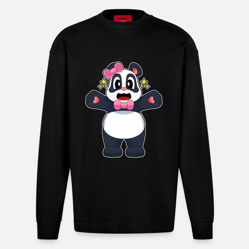 Panda Loop - Heavyweight Oversized Organic Longsleeve Shirt Made in EU - SOLID BLACK