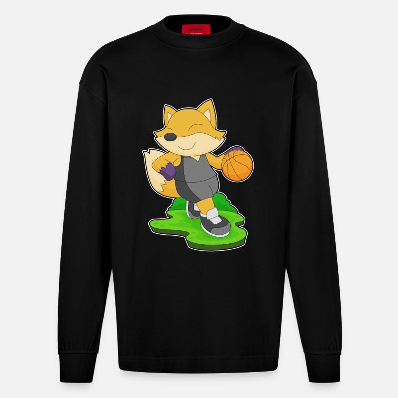 Fox Basketteur Basketteur - Manches longues bio épais oversize fabriqué en UE - SOLID BLACK