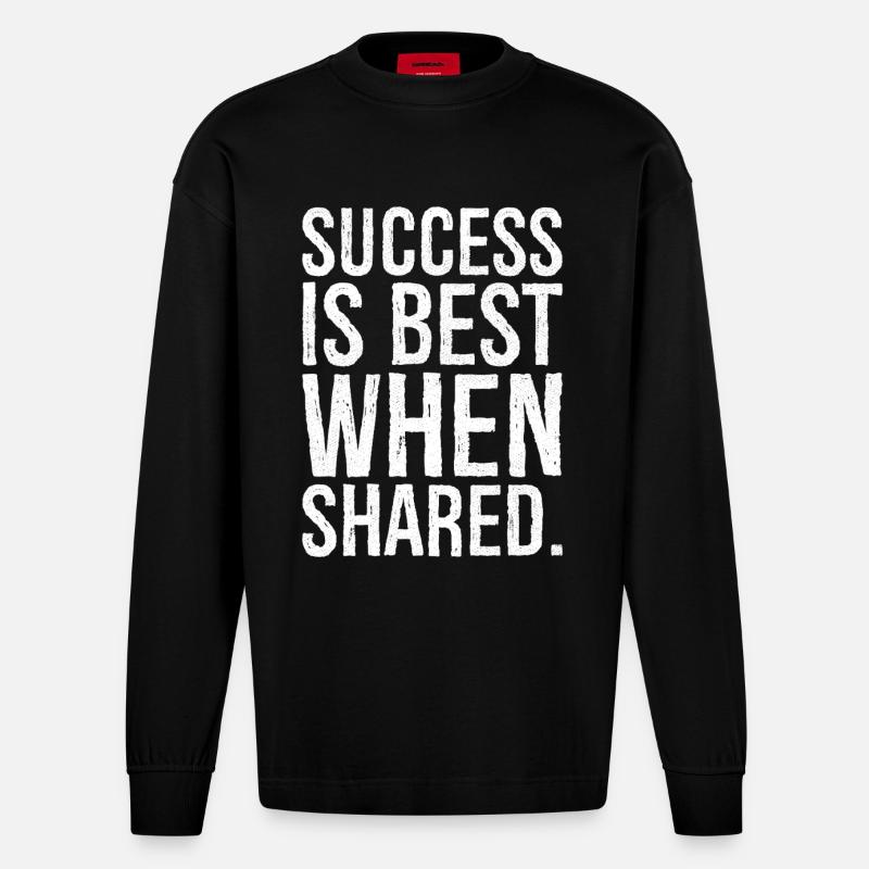 success is best when shared - Heavyweight Oversized Organic Longsleeve Shirt Made in EU - SOLID BLACK