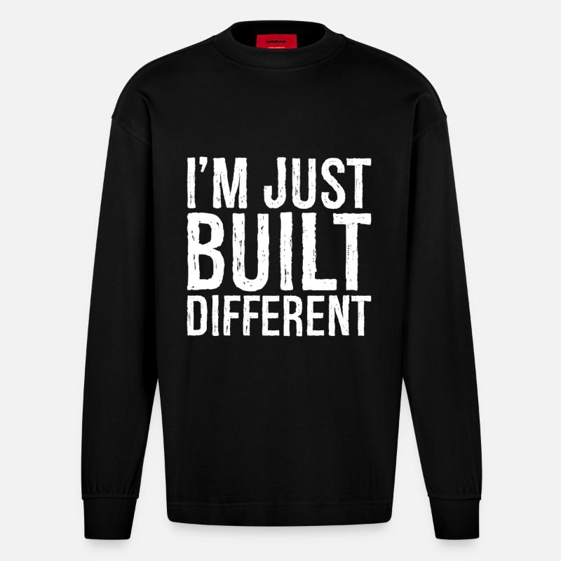 Je suis juste construit différemment - Manches longues bio épais oversize fabriqué en UE - SOLID BLACK