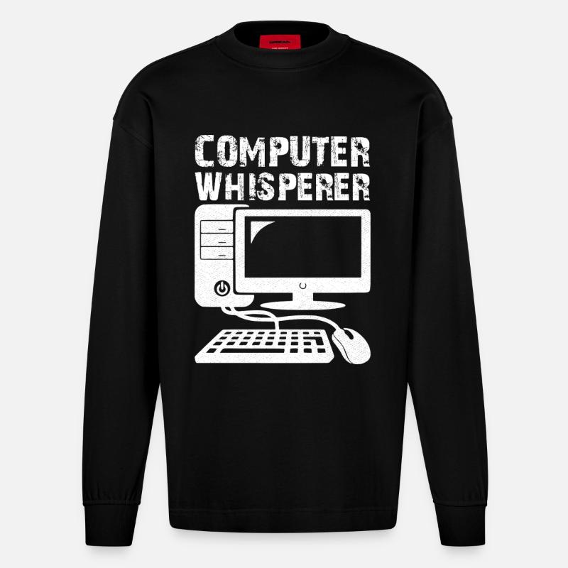 computer whisperer - Heavyweight Oversized Organic Langarmshirt Made in EU - SOLID BLACK