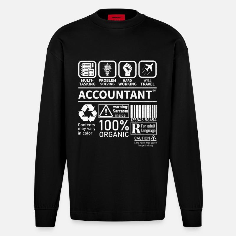 Accountant Multi Tasking Problem Solving - Heavyweight Oversized Organic Longsleeve Shirt Made in EU - SOLID BLACK