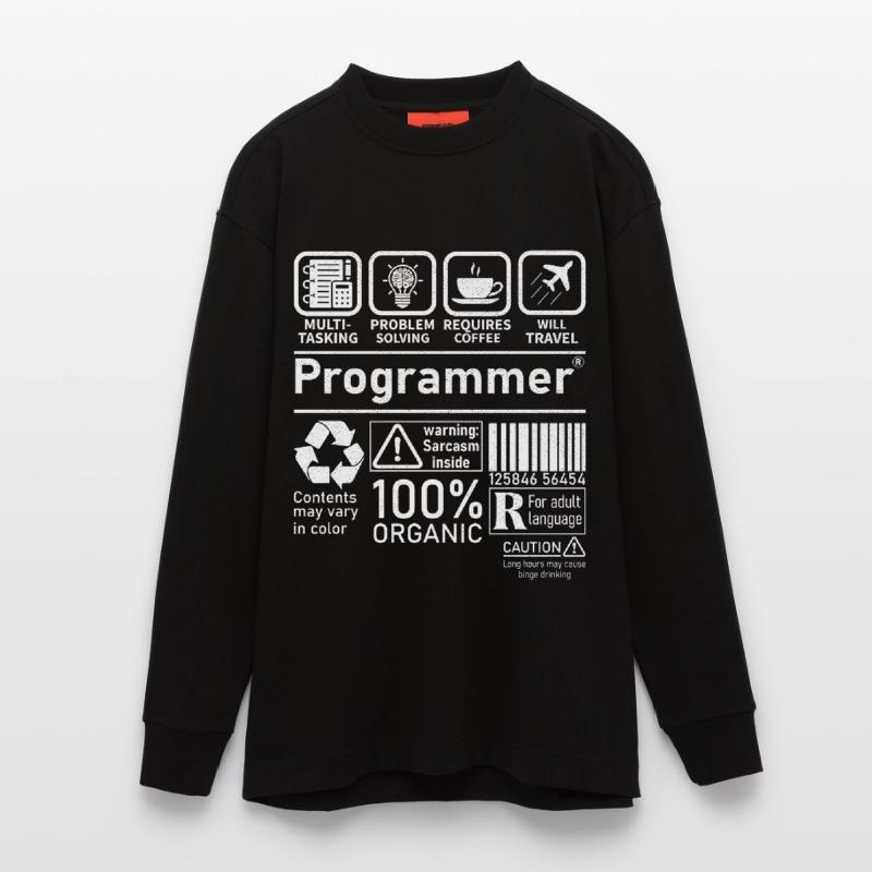 Programmer multi tasking problem solving requires Heavyweight Oversized Organic Langarmshirt Made in EU