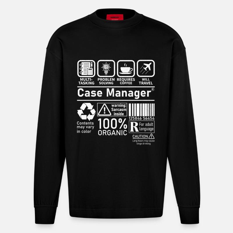 Case Manager multi tasking problem solving - Heavyweight Oversized Organic Langarmshirt Made in EU - SOLID BLACK