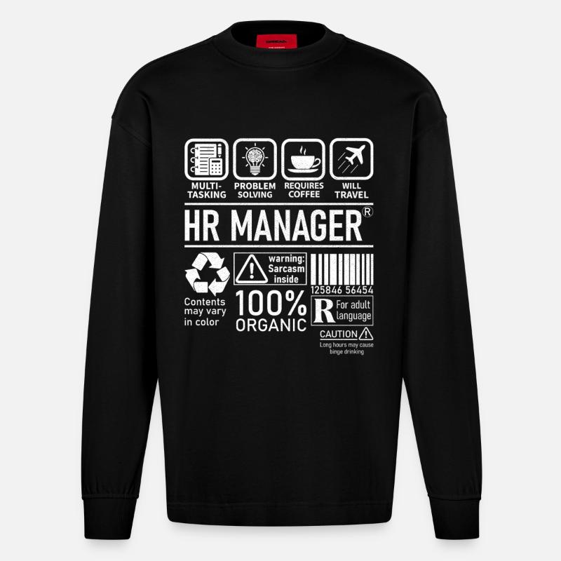 Hr Manager multi tasking problem solving - Heavyweight Oversized Organic Langarmshirt Made in EU - SOLID BLACK