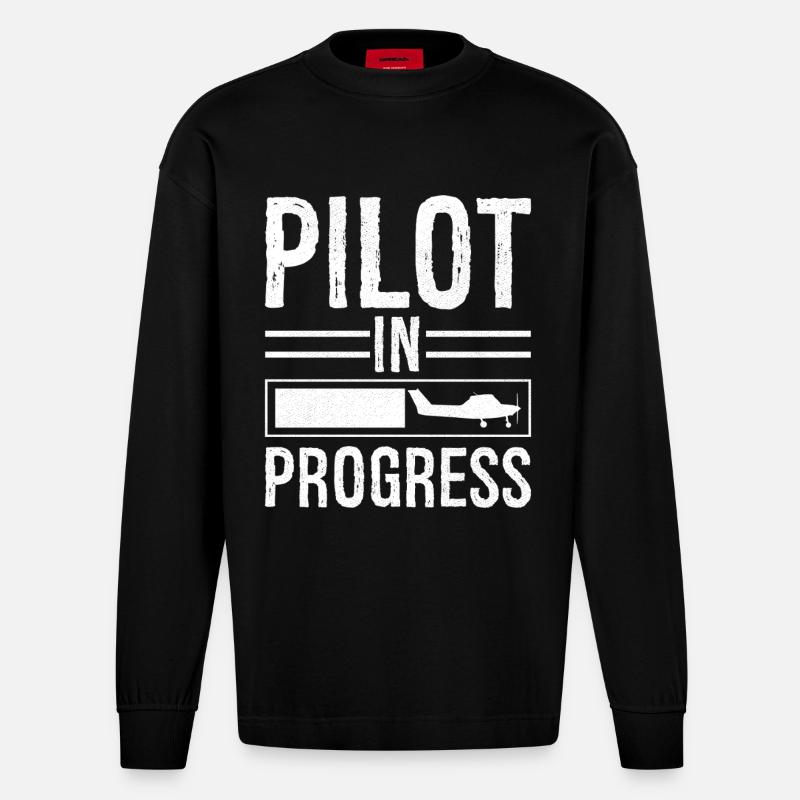 Pilot In progress - Heavyweight Oversized Organic Langarmshirt Made in EU - SOLID BLACK