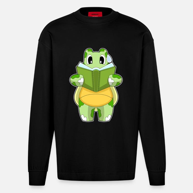 Turtle Book - Heavyweight Oversized Organic Longsleeve Shirt Made in EU - SOLID BLACK