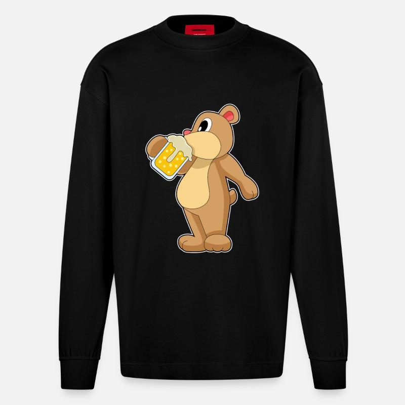 Bière Bär - Manches longues bio épais oversize fabriqué en UE - SOLID BLACK