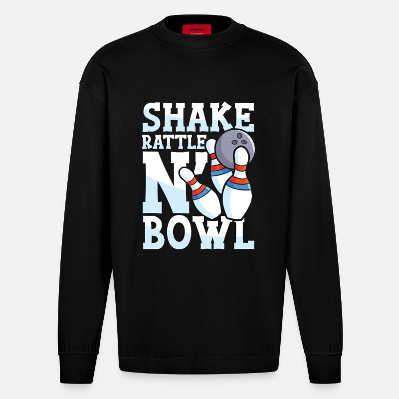 Shake rattle n bowl - Heavyweight Oversized Organic Langarmshirt Made in EU - SOLID BLACK