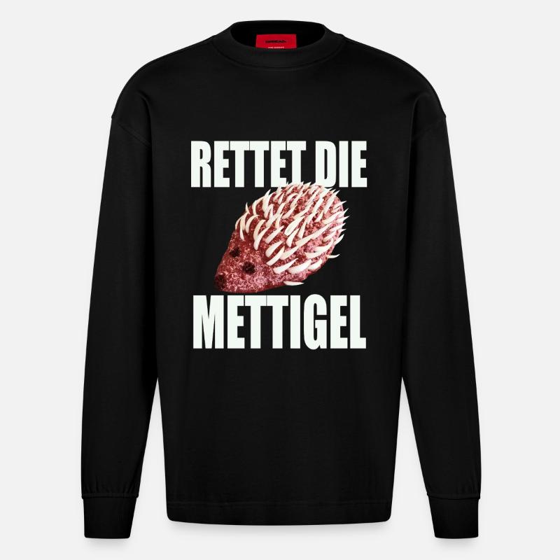 Save the Mettigel - Heavyweight Oversized Organic Longsleeve Shirt Made in EU - SOLID BLACK