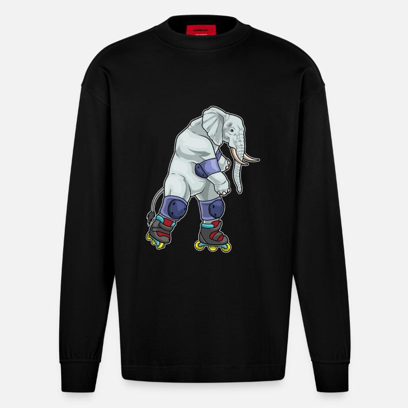 Elefant Inline skating Inline skates - Heavyweight Oversized Organic Longsleeve Shirt Made in EU - SOLID BLACK