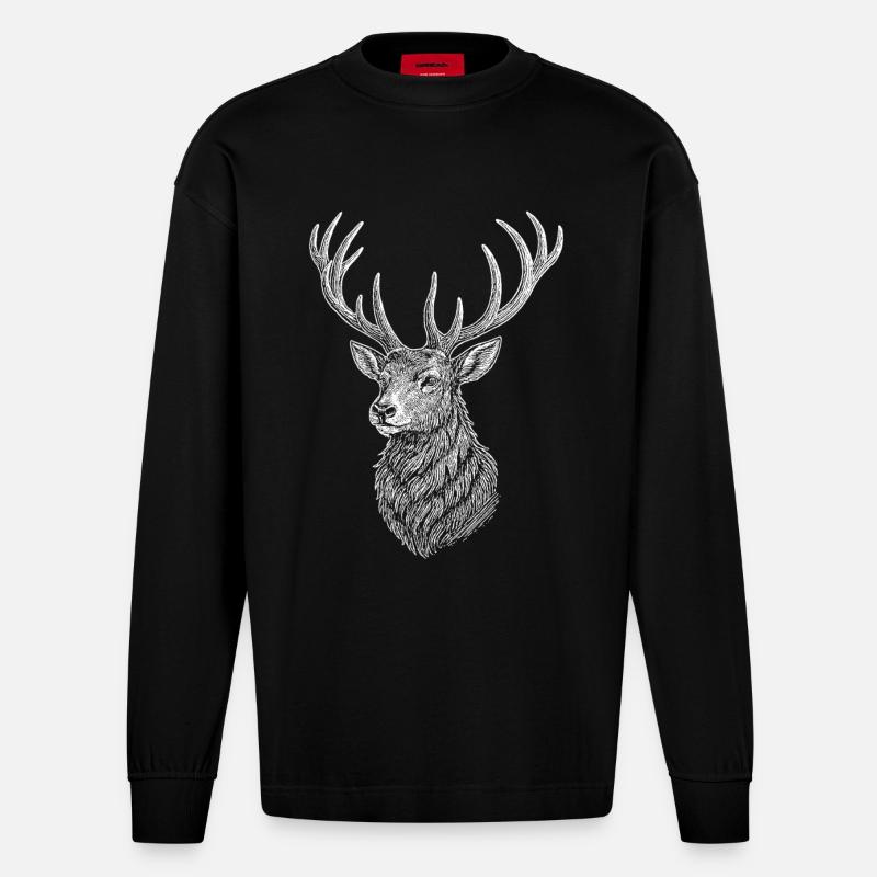 Deer - Heavyweight Oversized Organic Longsleeve Shirt Made in EU - SOLID BLACK