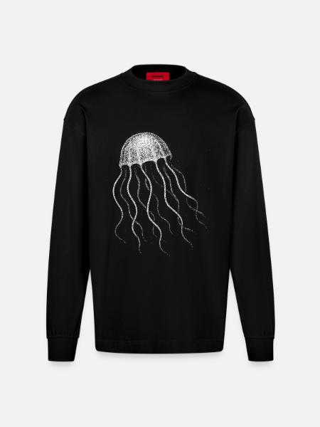 Méduse - Manches longues bio épais oversize fabriqué en UE - SOLID BLACK