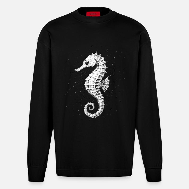 Hippocampe - Manches longues bio épais oversize fabriqué en UE - SOLID BLACK